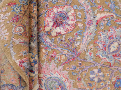 Handgeknüpfter Designer Oushak Orientteppich von Khademi aus Wolle mit Viskose, grün, mehrfarbig. Modernes Vintage-Design. Von Hand geknüpft in Indien. Größe: 196x142cm. Teppichnummer: KB4-1626. Verkauf durch Jupiter Intl.