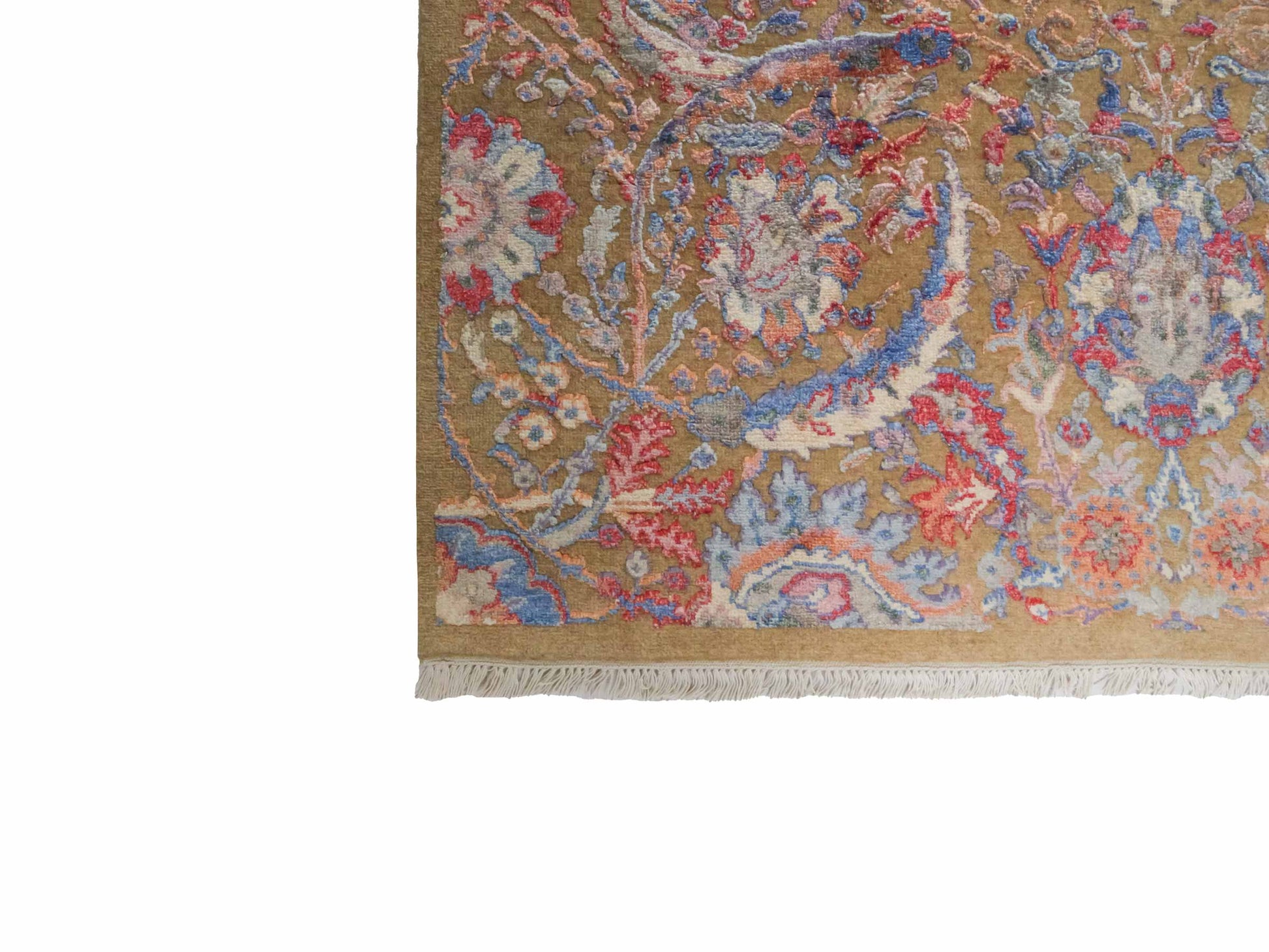 Handgeknüpfter Designer Oushak Orientteppich von Khademi aus Wolle mit Viskose, grün, mehrfarbig. Modernes Vintage-Design. Von Hand geknüpft in Indien. Größe: 196x142cm. Teppichnummer: KB4-1626. Verkauf durch Jupiter Intl.