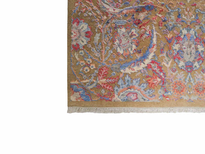 Handgeknüpfter Designer Oushak Orientteppich von Khademi aus Wolle mit Viskose, grün, mehrfarbig. Modernes Vintage-Design. Von Hand geknüpft in Indien. Größe: 196x142cm. Teppichnummer: KB4-1626. Verkauf durch Jupiter Intl.