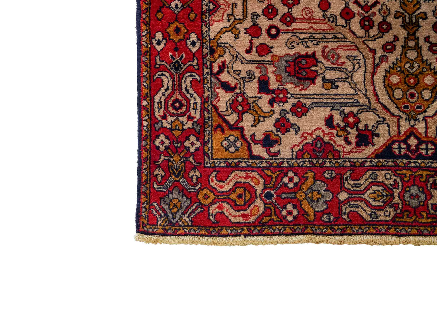 Handgeknüpfter, kaukasischer Orientteppich aus Wolle von Khademi. Größe: 182 x 126 cm. Farbe: Cremeweiß, rot. Verkauf durch JUPITER Intl.