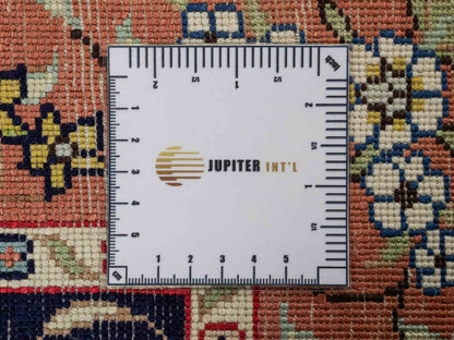 Feiner, handgeknüpfter, chinesischer Orientteppich mit Ghom Design aus Kunstseide, blau, lachs. 123x78 cm. Verkauf durch Jupiter Intl.