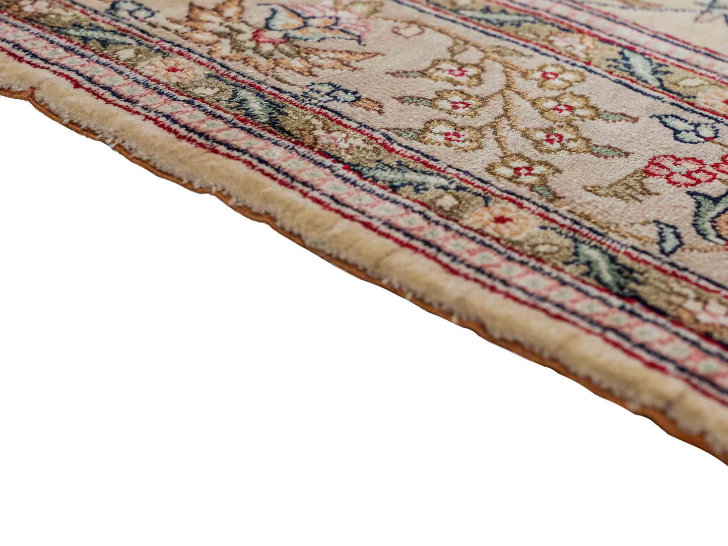 Sehr feiner, handgeknüpfter, chinesischer Hereke Orientteppich Läufer aus gesponnener Seide von Khademi, creme, weiß. 303x79 cm. Verkauf durch Jupiter Intl.