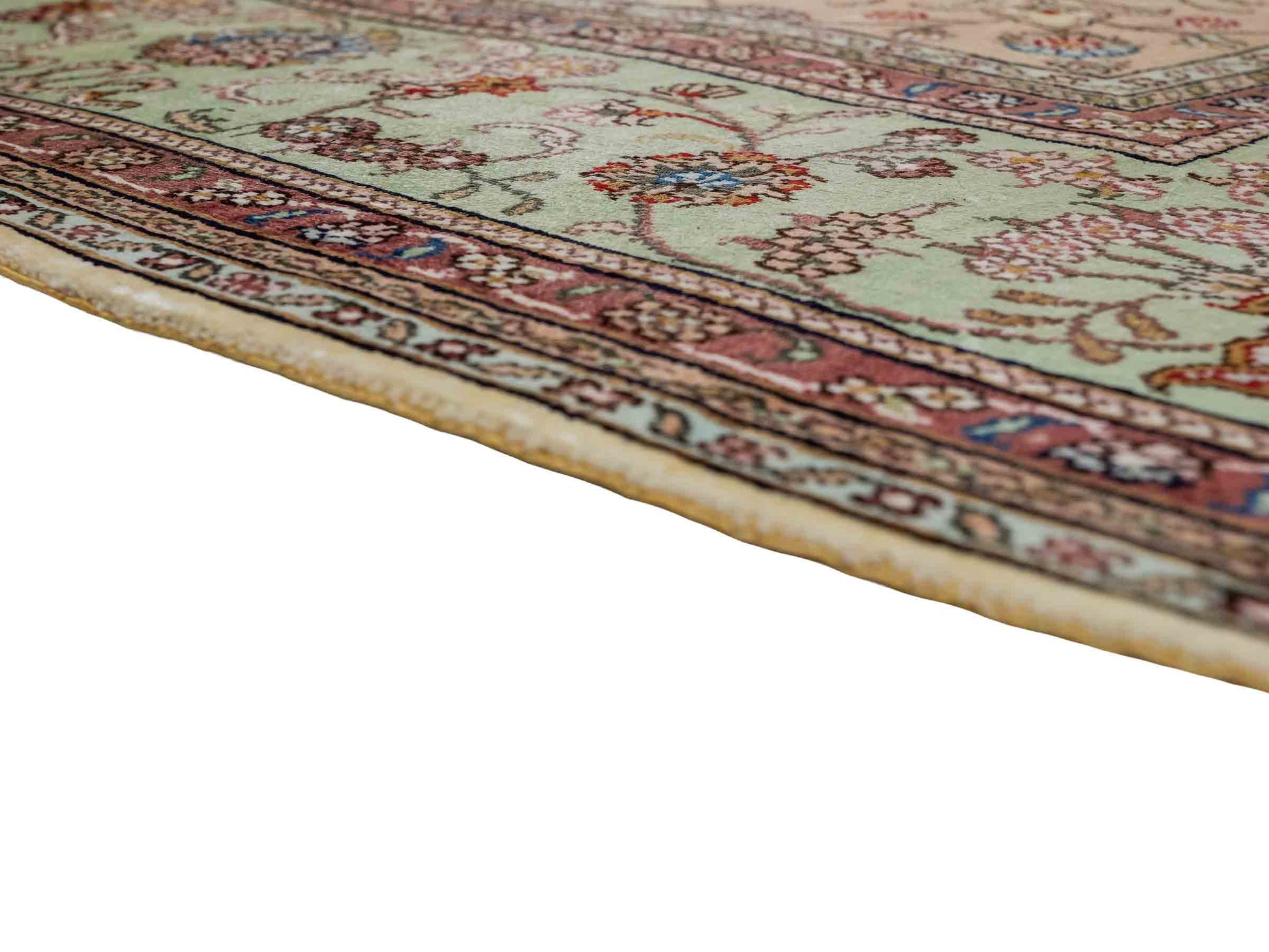 Feiner, handgeknüpfter, chinesischer Orientteppich mit Nain Design aus Kunstseide creme, weiß. 366x277 cm. Verkauf durch Jupiter Intl.