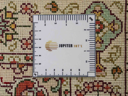 Feiner, handgeknüpfter, chinesischer Orientteppich mit Nain Design aus Kunstseide, creme, weiß. 89x59 cm. Verkauf durch Jupiter Intl.