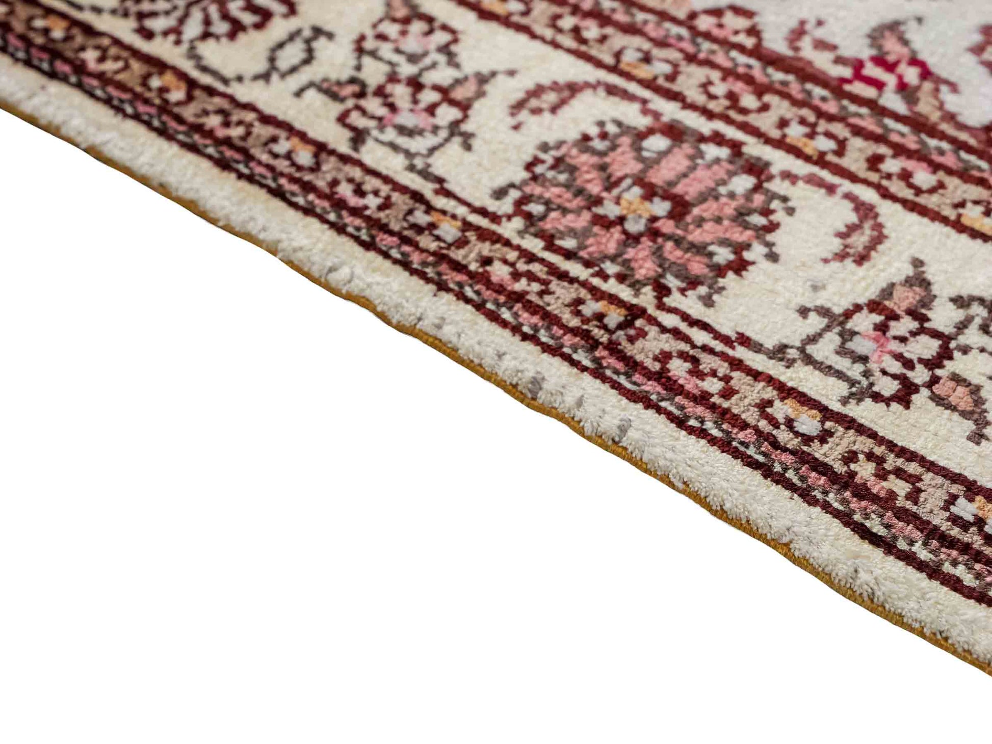 Feiner, handgeknüpfter, chinesischer Orientteppich mit Nain Design aus Kunstseide, blau, creme, weiß. 92x62 cm. Verkauf durch Jupiter Intl.