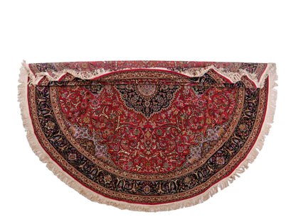 Sehr feiner, runder, handgeknüpfter Khademi Orientteppich mit Täbriz Design aus Wolle und Seide, rot, blau. 272x272 cm. Vertrieb durch Jupiter Intl.
