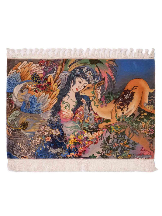 Sehr feiner, handgeknüpfter Khademi Orientteppich mit Täbriz Design aus Wolle mit Seide. Unikat. 64x45 cm. Vertrieb durch Jupiter Intl.