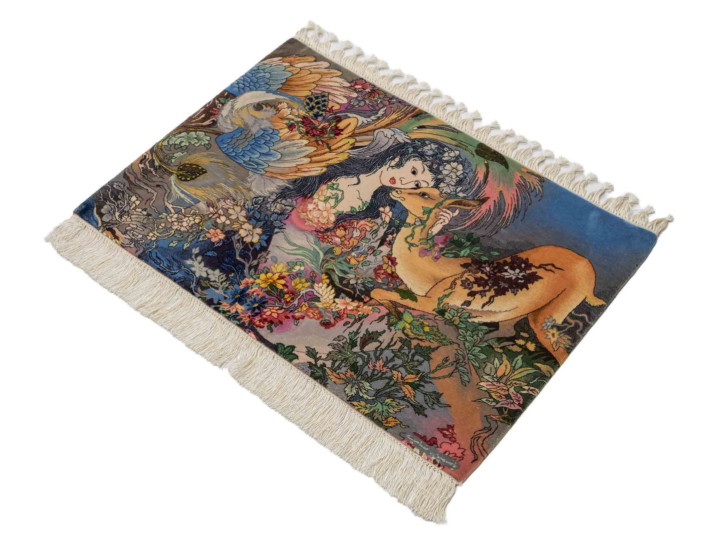 Sehr feiner, handgeknüpfter Khademi Orientteppich mit Täbriz Design aus Wolle mit Seide. Unikat. 64x45 cm. Vertrieb durch Jupiter Intl.