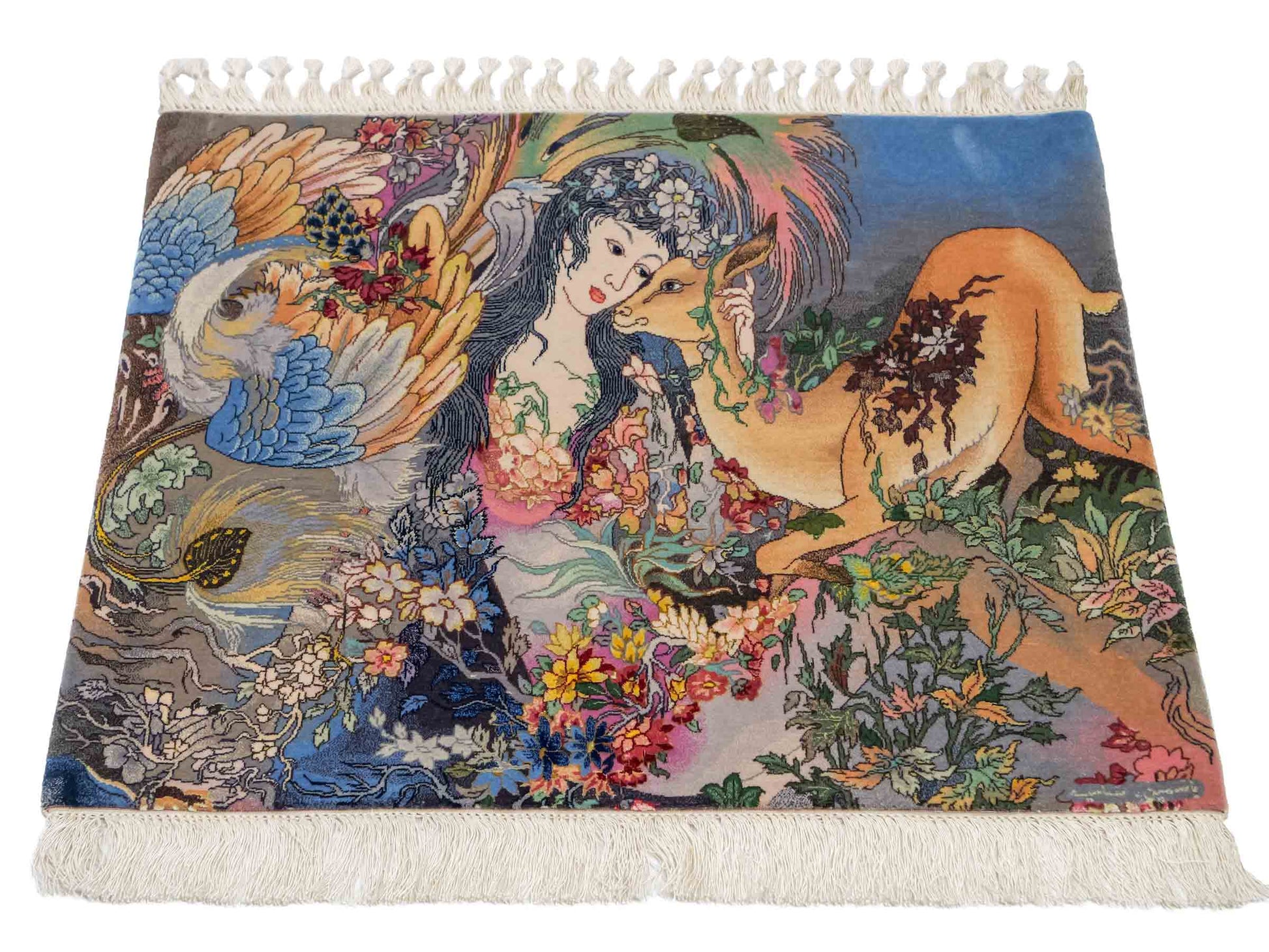 Sehr feiner, handgeknüpfter Khademi Orientteppich mit Täbriz Design aus Wolle mit Seide. Unikat. 64x45 cm. Vertrieb durch Jupiter Intl.