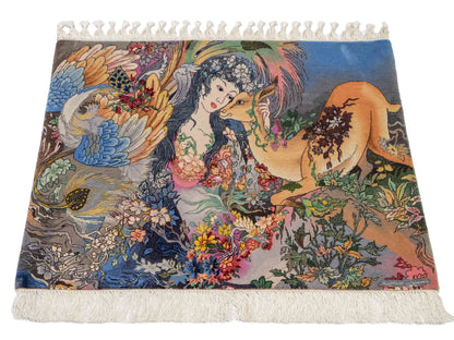 Sehr feiner, handgeknüpfter Khademi Orientteppich mit Täbriz Design aus Wolle mit Seide. Unikat. 64x45 cm. Vertrieb durch Jupiter Intl.