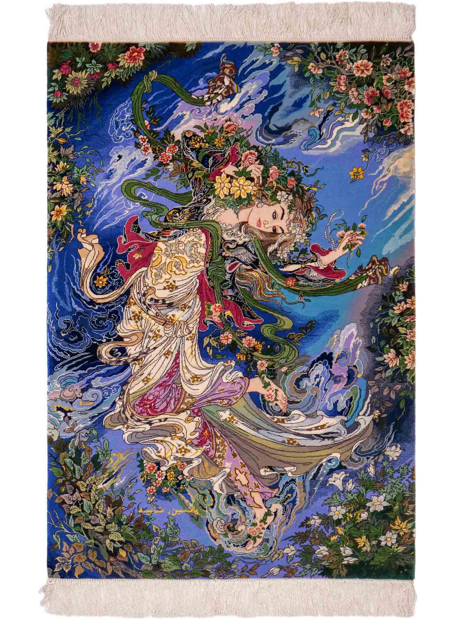 Sehr feiner, handgeknüpfter Khademi Orientteppich mit Täbriz Design aus Wolle mit Seide. Unikat. 93x63 cm. Vertrieb durch Jupiter Intl.