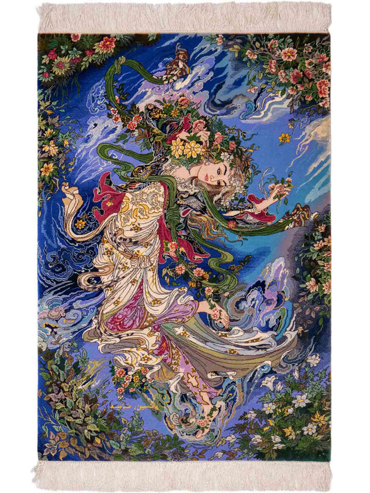 Sehr feiner, handgeknüpfter Khademi Orientteppich mit Täbriz Design aus Wolle mit Seide. Unikat. 93x63 cm. Vertrieb durch Jupiter Intl.