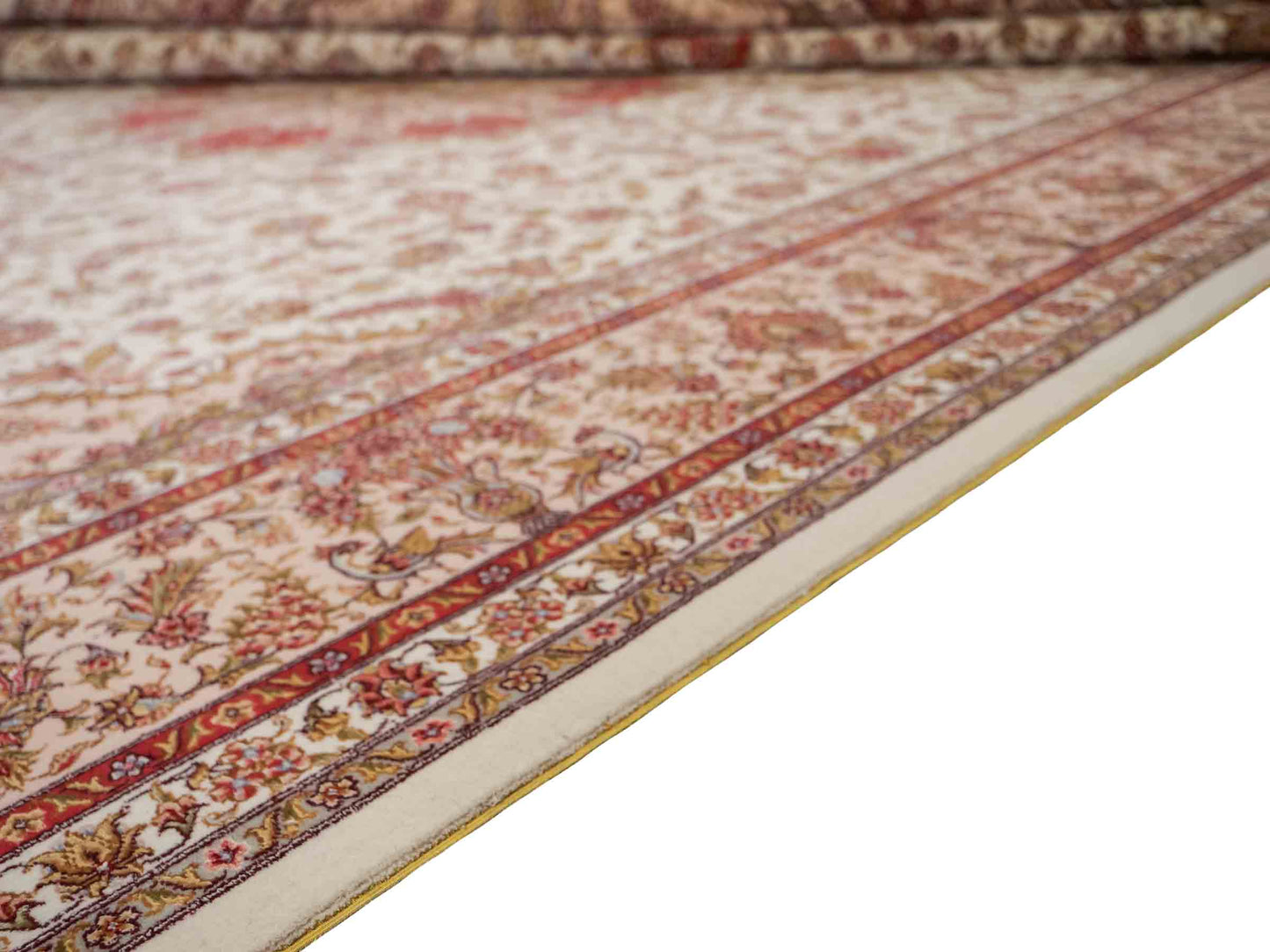 Sehr feiner, handgeknüpfter Khademi Orientteppich mit Täbriz Design aus Wolle mit Seide, creme. 362x257 cm. Vertrieb durch Jupiter Intl.