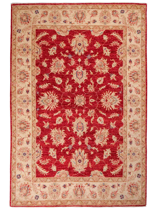 Feiner, handgeknüpfter Ziegler Farahan Chobi Orientteppich aus reiner Wolle mit Allover-Muster von Khademi. Größe: 197 x 154 cm. Farbe: Rot, gold. RB3-1882. Ursprung: Afghanistan. Verkauf durch JUPITER Intl.