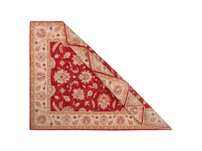 Feiner, handgeknüpfter Ziegler Farahan Chobi Orientteppich aus reiner Wolle mit Allover-Muster von Khademi. Größe: 197 x 154 cm. Farbe: Rot, gold. RB3-1882. Ursprung: Afghanistan. Verkauf durch JUPITER Intl.