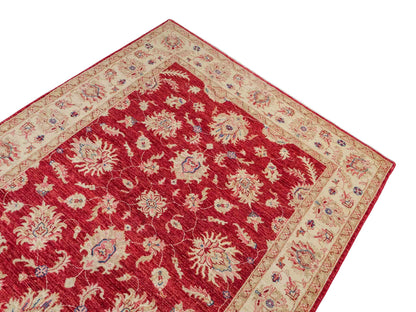 Feiner, handgeknüpfter Ziegler Farahan Chobi Orientteppich aus reiner Wolle mit Allover-Muster von Khademi. Größe: 197 x 154 cm. Farbe: Rot, gold. RB3-1882. Ursprung: Afghanistan. Verkauf durch JUPITER Intl.