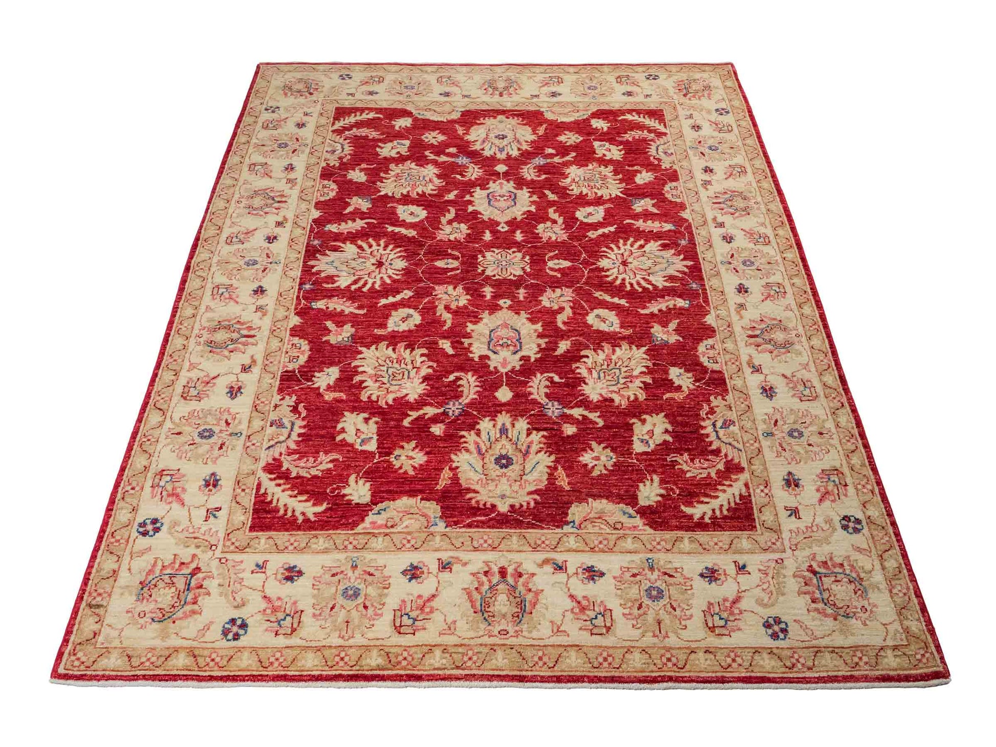 Feiner, handgeknüpfter Ziegler Farahan Chobi Orientteppich aus reiner Wolle mit Allover-Muster von Khademi. Größe: 197 x 154 cm. Farbe: Rot, gold. RB3-1882. Ursprung: Afghanistan. Verkauf durch JUPITER Intl.