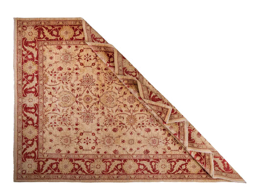 Feiner, handgeknüpfter Ziegler Farahan Chobi Orientteppich aus reiner Wolle mit Allover-Muster von Khademi. Größe: 301 x 202 cm. Farbe: Beige, gold, rot. RB3-433A. Ursprung: Afghanistan. Verkauf durch JUPITER Intl.