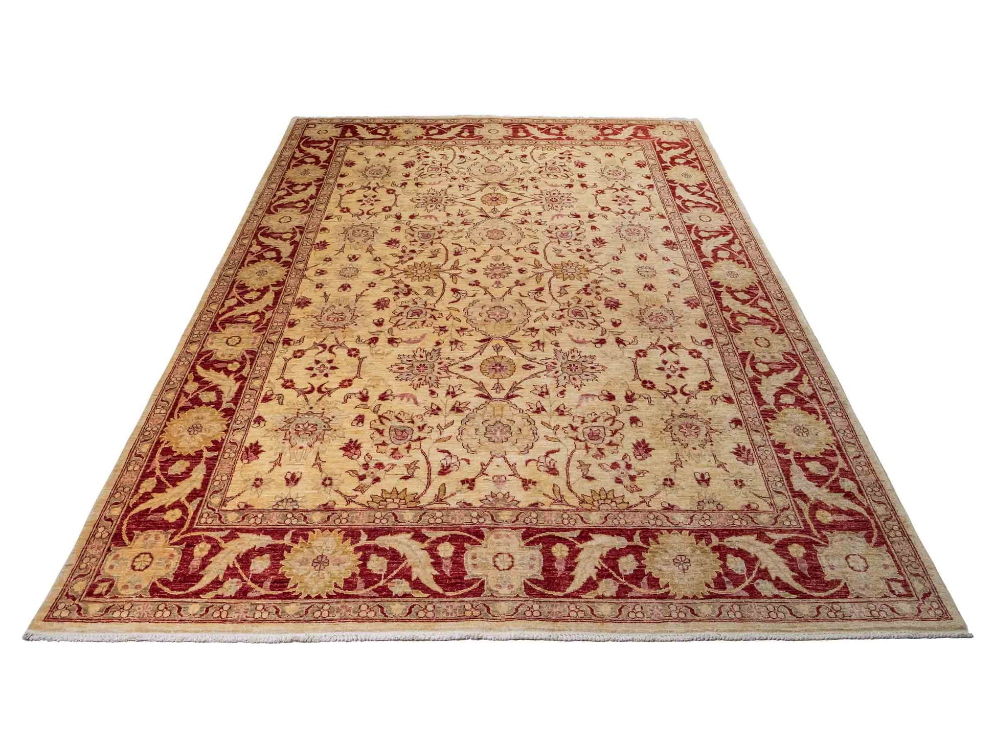 Feiner, handgeknüpfter Ziegler Farahan Chobi Orientteppich aus reiner Wolle mit Allover-Muster von Khademi. Größe: 301 x 202 cm. Farbe: Beige, gold, rot. RB3-433A. Ursprung: Afghanistan. Verkauf durch JUPITER Intl.