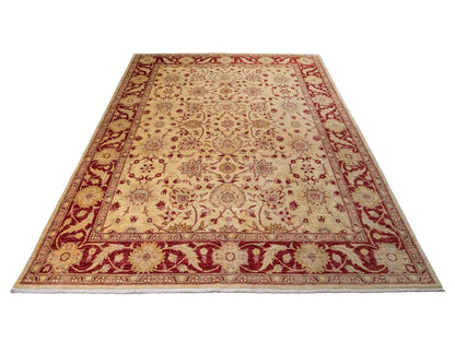 Feiner, handgeknüpfter Ziegler Farahan Chobi Orientteppich aus reiner Wolle mit Allover-Muster von Khademi. Größe: 301 x 202 cm. Farbe: Beige, gold, rot. RB3-433A. Ursprung: Afghanistan. Verkauf durch JUPITER Intl.