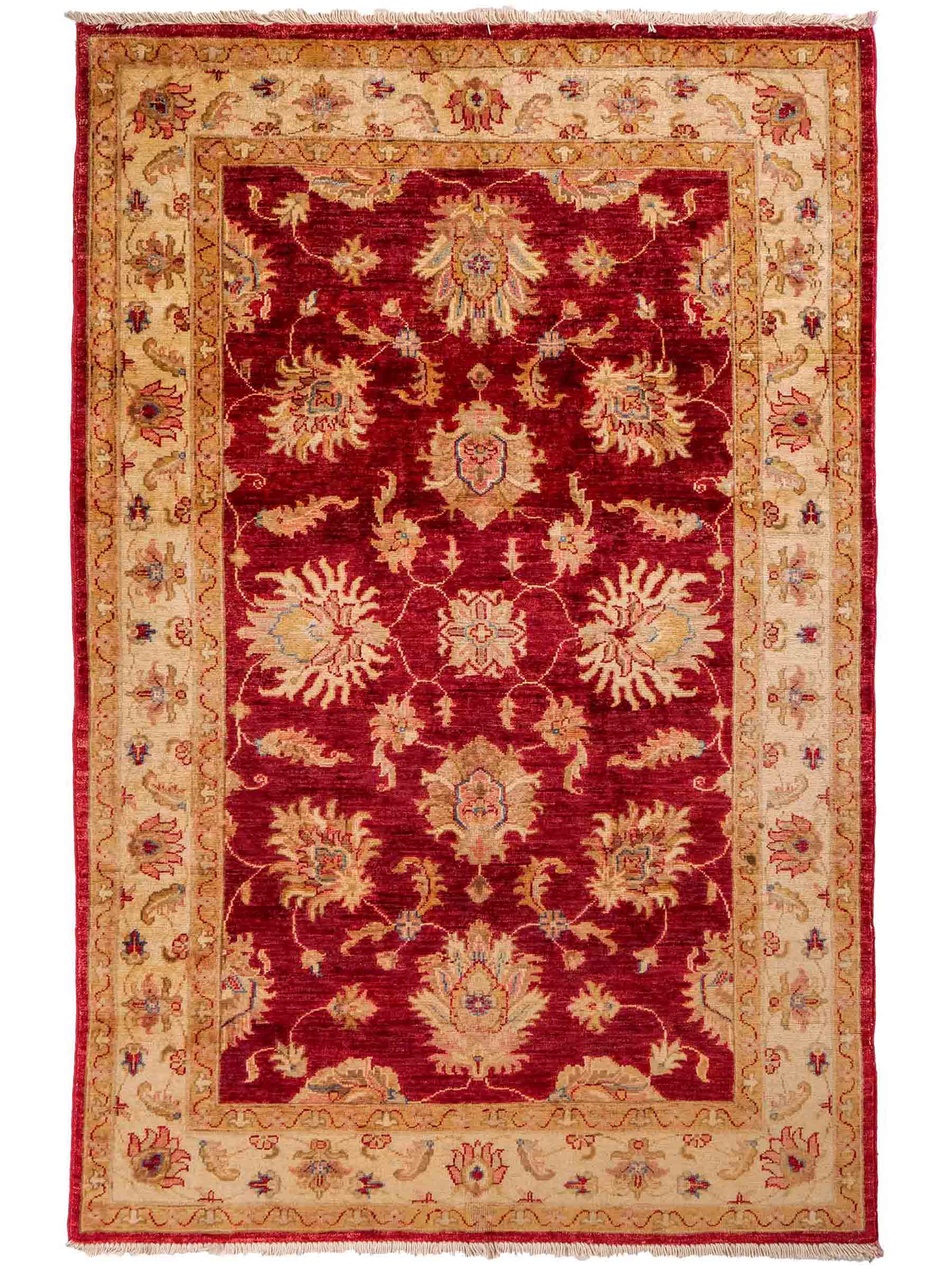 Handgeknüpfter, afghanischer Ziegler Farahan Orientteppich aus Wolle von Khademi. Größe: 181 x 118 cm. Farbe: Rot, beige, gold. Verkauf durch JUPITER Intl.