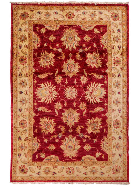 Handgeknüpfter, afghanischer Ziegler Farahan Orientteppich aus Wolle von Khademi. Größe: 181 x 118 cm. Farbe: Rot, beige, gold. Verkauf durch JUPITER Intl.