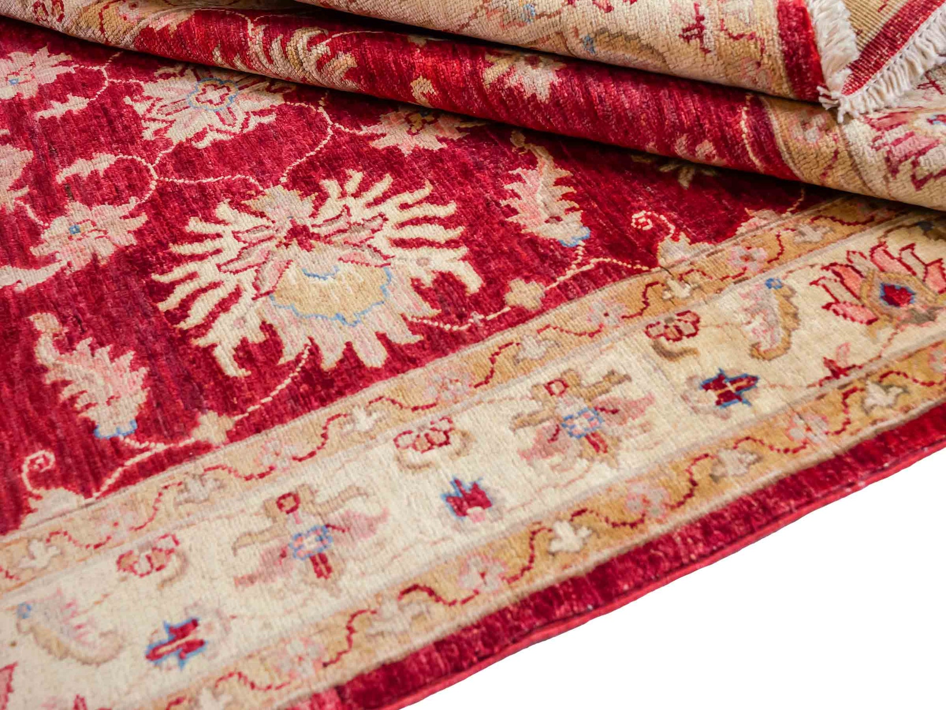 Handgeknüpfter, afghanischer Ziegler Farahan Orientteppich aus Wolle von Khademi. Größe: 181 x 118 cm. Farbe: Rot, beige, gold. Verkauf durch JUPITER Intl.