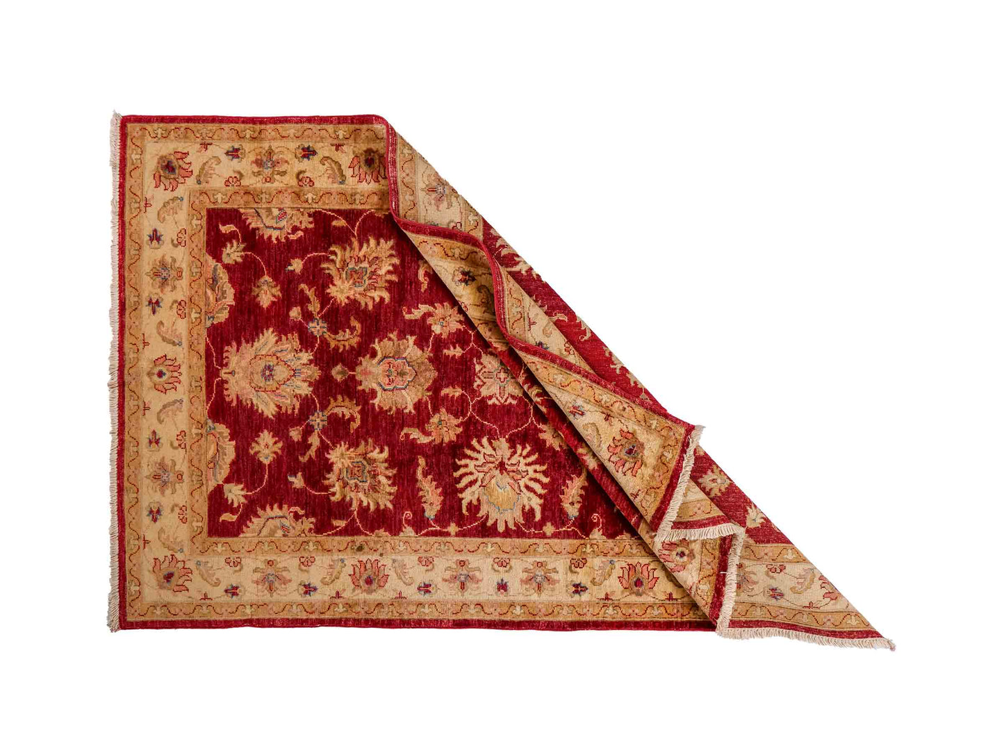 Handgeknüpfter, afghanischer Ziegler Farahan Orientteppich aus Wolle von Khademi. Größe: 181 x 118 cm. Farbe: Rot, beige, gold. Verkauf durch JUPITER Intl.