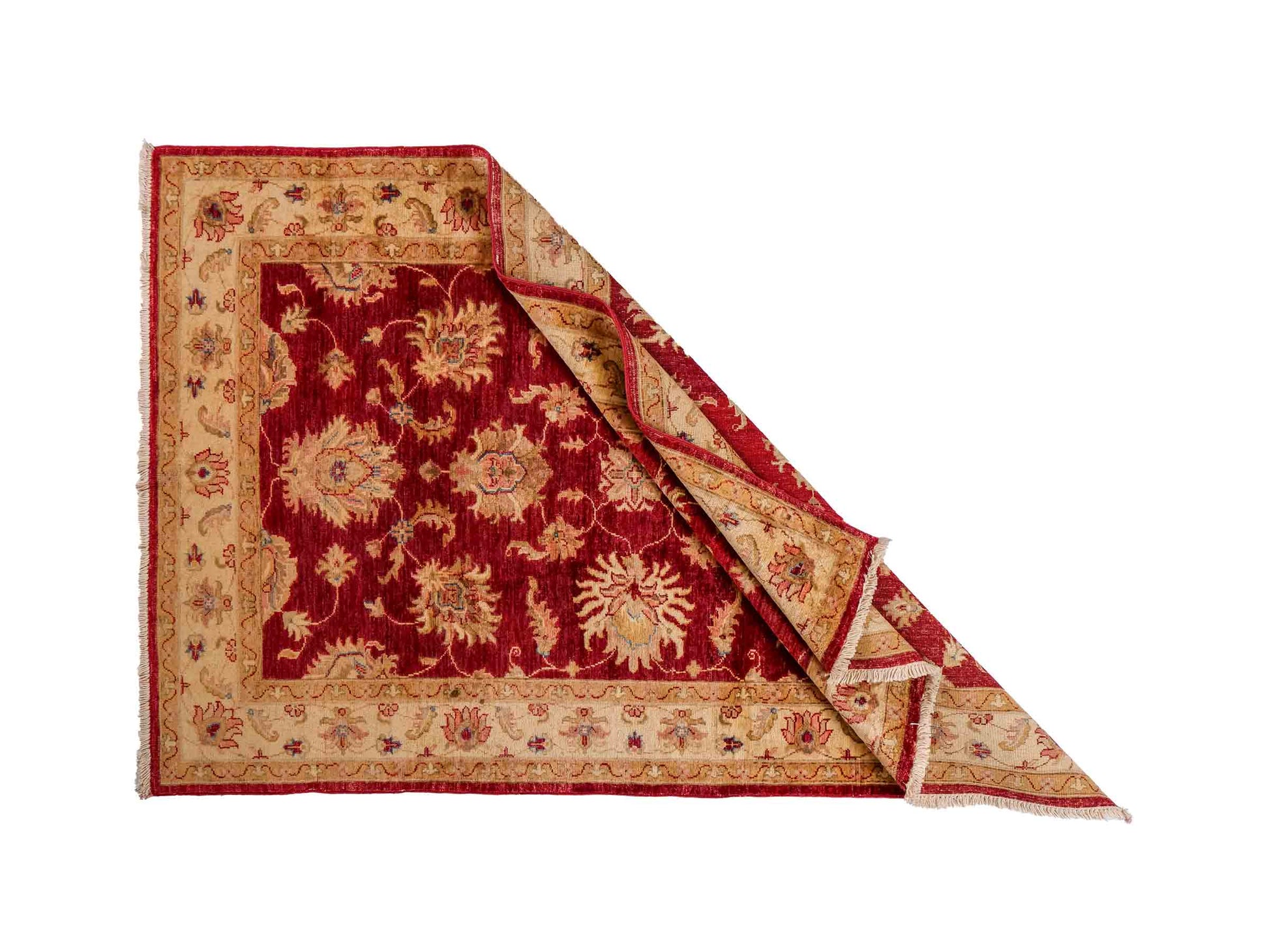 Handgeknüpfter, afghanischer Ziegler Farahan Orientteppich aus Wolle von Khademi. Größe: 181 x 118 cm. Farbe: Rot, beige, gold. Verkauf durch JUPITER Intl.