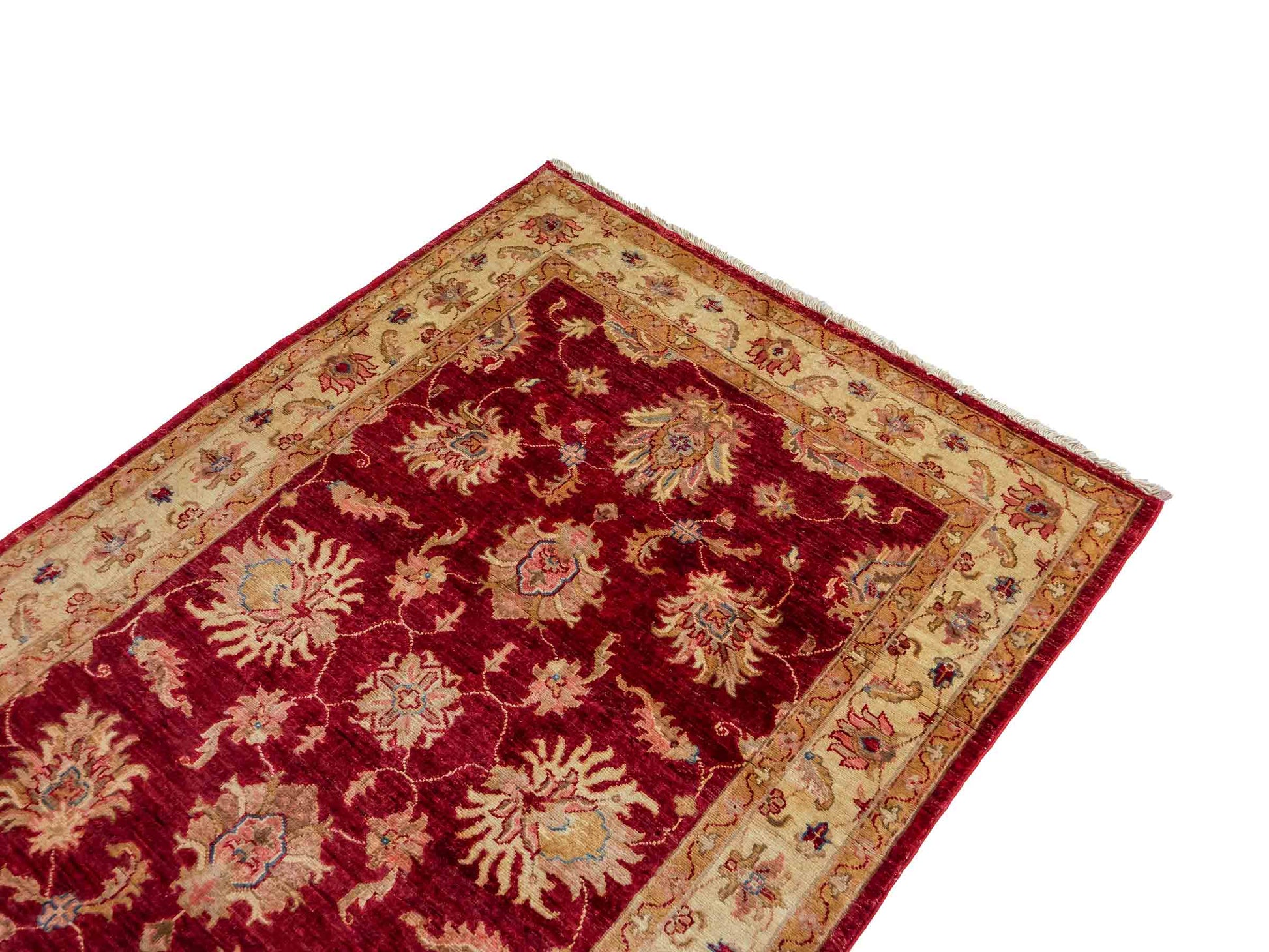 Handgeknüpfter, afghanischer Ziegler Farahan Orientteppich aus Wolle von Khademi. Größe: 181 x 118 cm. Farbe: Rot, beige, gold. Verkauf durch JUPITER Intl.