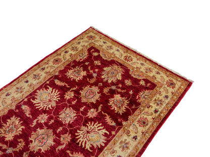 Handgeknüpfter, afghanischer Ziegler Farahan Orientteppich aus Wolle von Khademi. Größe: 181 x 118 cm. Farbe: Rot, beige, gold. Verkauf durch JUPITER Intl.