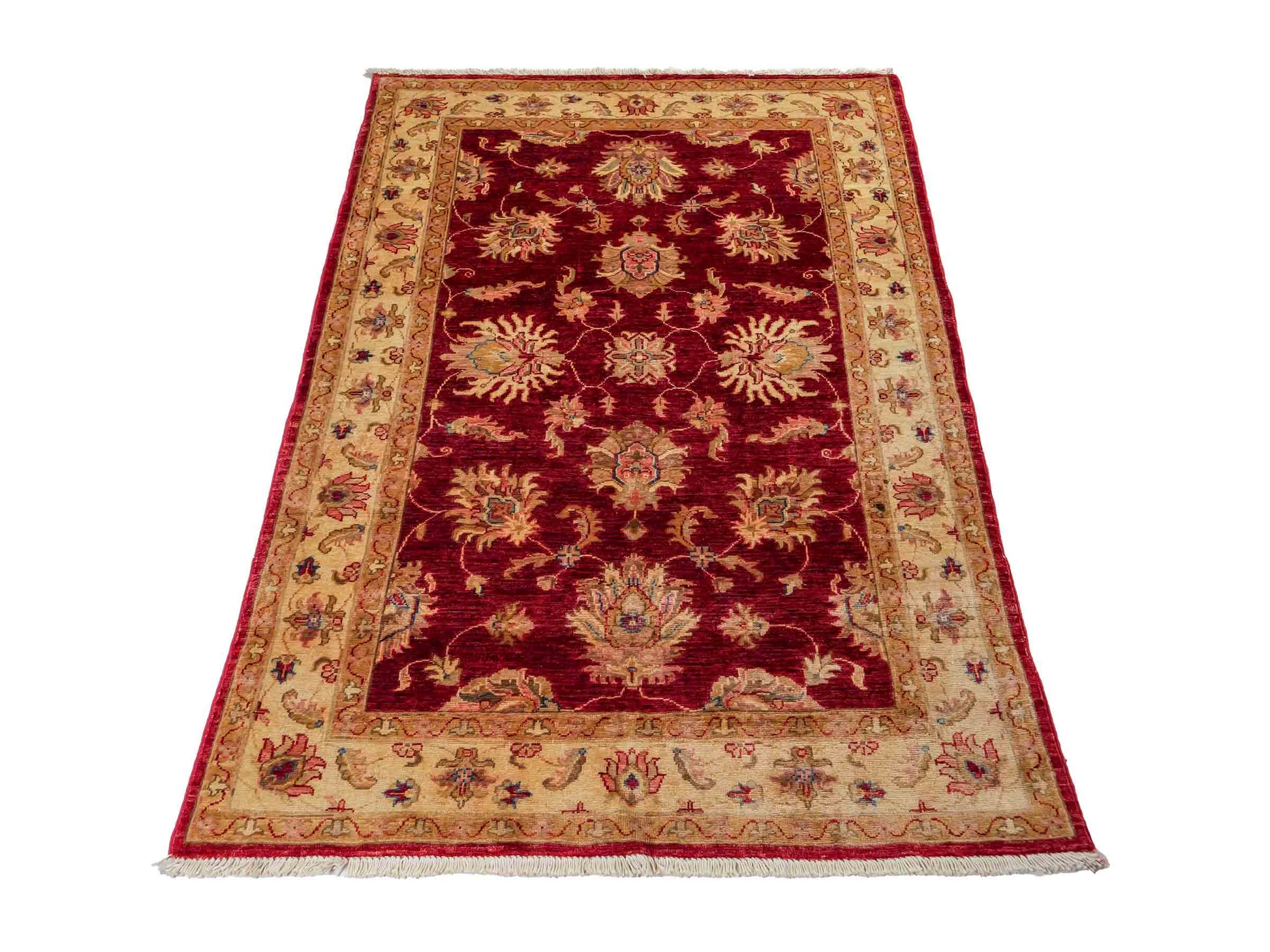 Handgeknüpfter, afghanischer Ziegler Farahan Orientteppich aus Wolle von Khademi. Größe: 181 x 118 cm. Farbe: Rot, beige, gold. Verkauf durch JUPITER Intl.