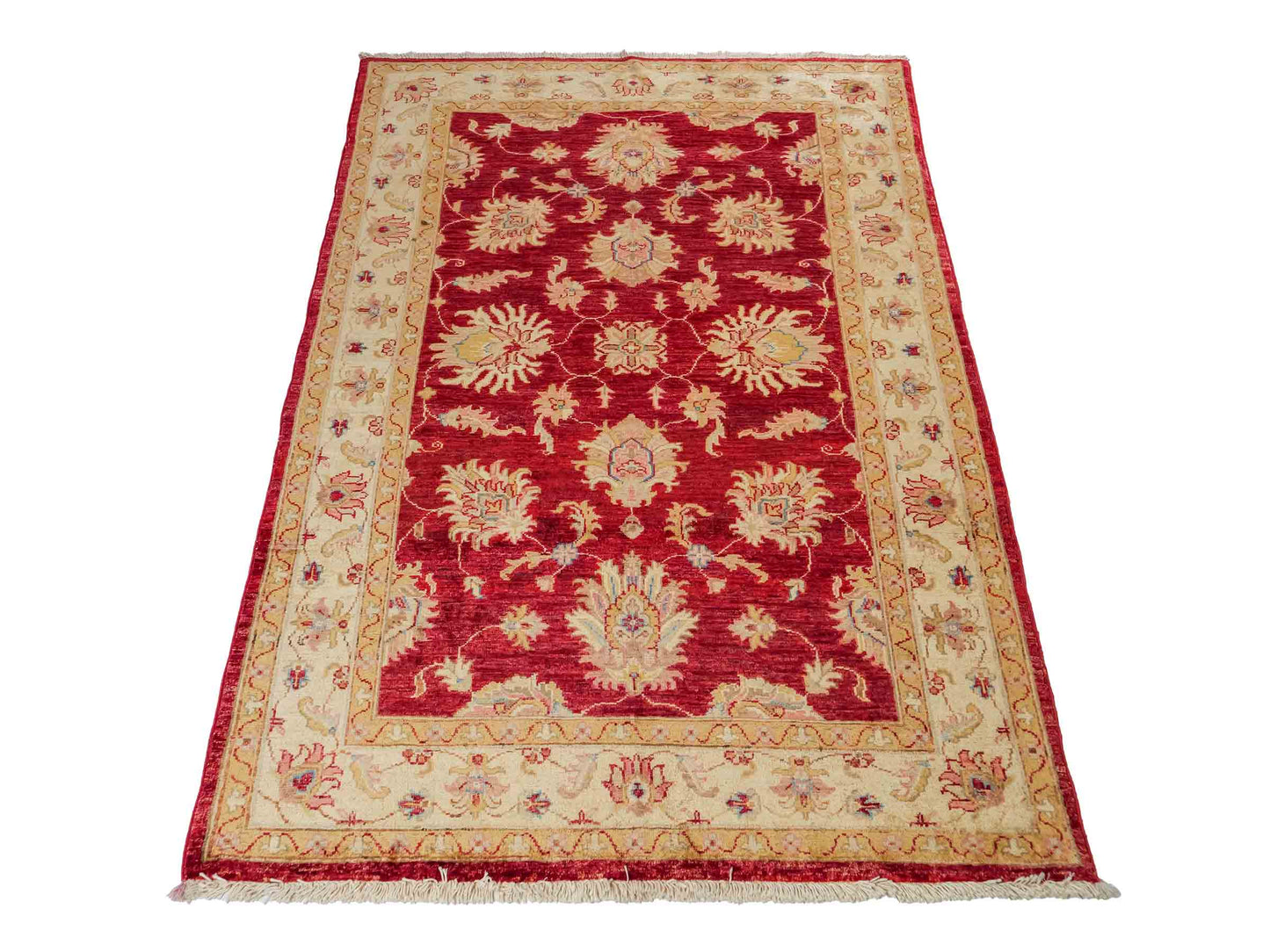 Handgeknüpfter, afghanischer Ziegler Farahan Orientteppich aus Wolle von Khademi. Größe: 181 x 118 cm. Farbe: Rot, beige, gold. Verkauf durch JUPITER Intl.