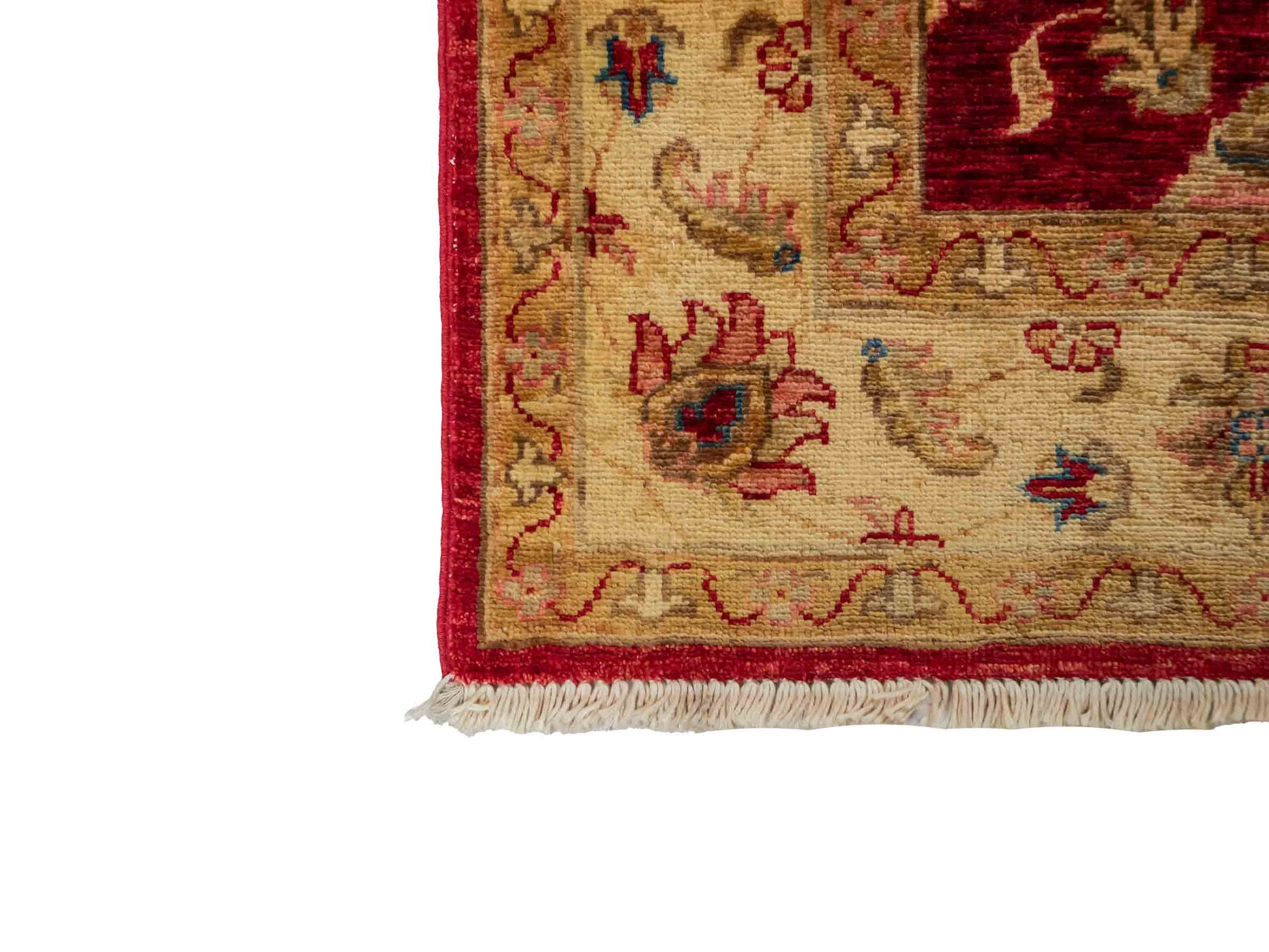 Handgeknüpfter, afghanischer Ziegler Farahan Orientteppich aus Wolle von Khademi. Größe: 181 x 118 cm. Farbe: Rot, beige, gold. Verkauf durch JUPITER Intl.