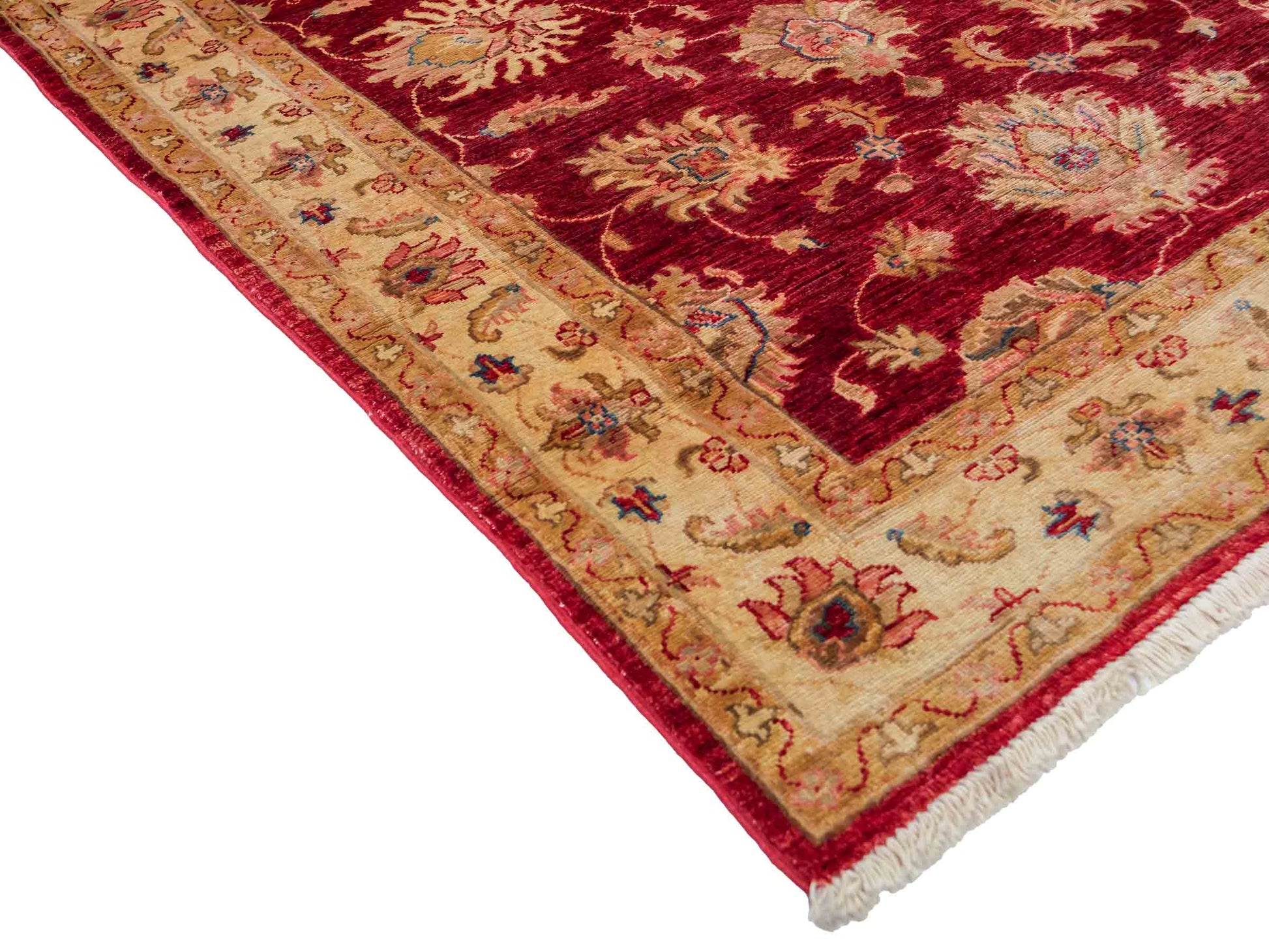 Handgeknüpfter, afghanischer Ziegler Farahan Orientteppich aus Wolle von Khademi. Größe: 181 x 118 cm. Farbe: Rot, beige, gold. Verkauf durch JUPITER Intl.