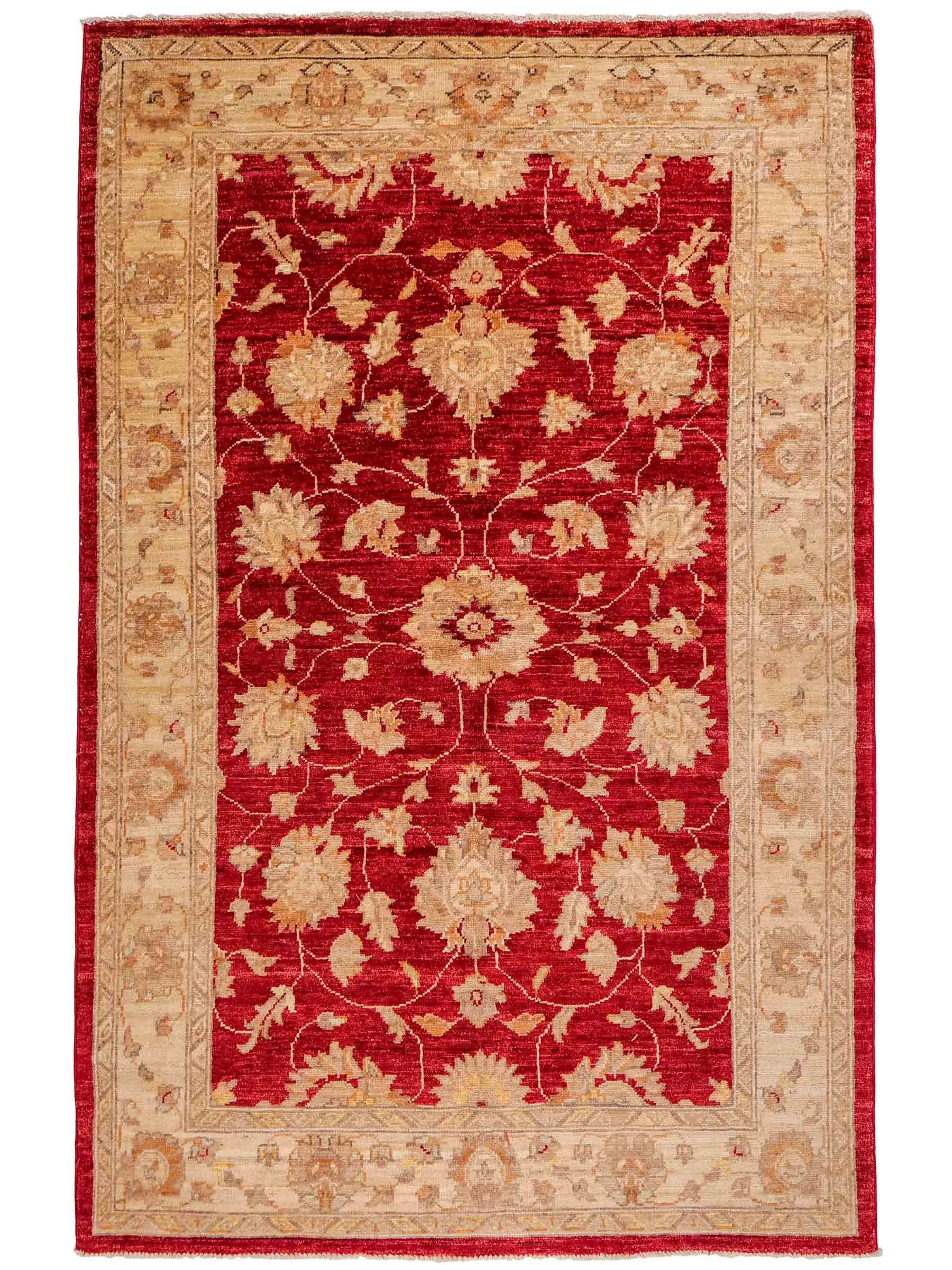 Handgeknüpfter, afghanischer Ziegler Farahan Orientteppich aus Wolle von Khademi. Größe: 191 x 122 cm. Farbe: Rot, beige, gold. Verkauf durch JUPITER Intl.