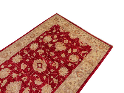 Handgeknüpfter, afghanischer Ziegler Farahan Orientteppich aus Wolle von Khademi. Größe: 191 x 122 cm. Farbe: Rot, beige, gold. Verkauf durch JUPITER Intl.