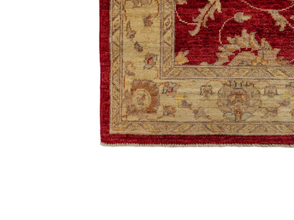 Handgeknüpfter, afghanischer Ziegler Farahan Orientteppich aus Wolle von Khademi. Größe: 191 x 122 cm. Farbe: Rot, beige, gold. Verkauf durch JUPITER Intl.