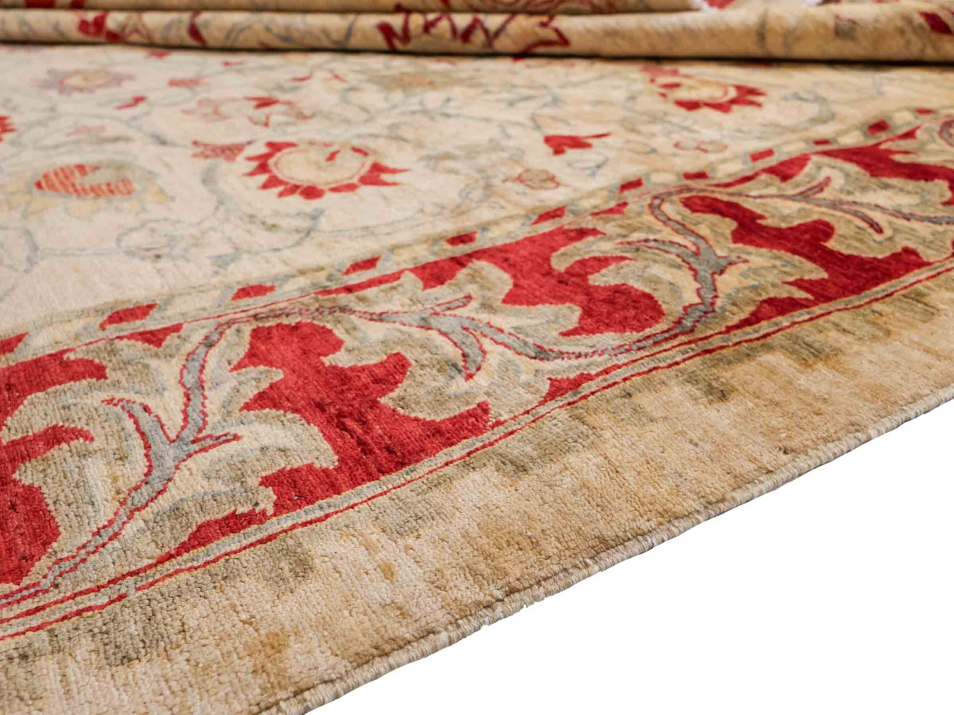 Handgeknüpfter, afghanischer Ziegler Farahan Orientteppich aus Wolle von Khademi. Größe: 257 x 244 cm. Farbe: Beige, rot. Verkauf durch JUPITER Intl.