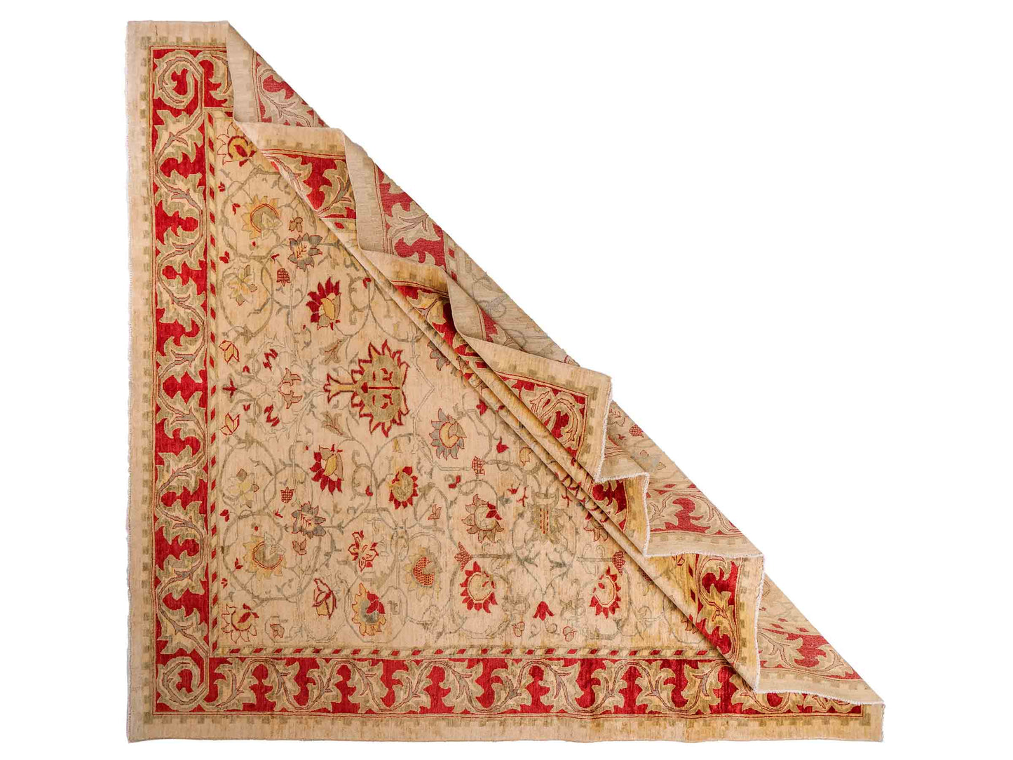 Handgeknüpfter, afghanischer Ziegler Farahan Orientteppich aus Wolle von Khademi. Größe: 257 x 244 cm. Farbe: Beige, rot. Verkauf durch JUPITER Intl.