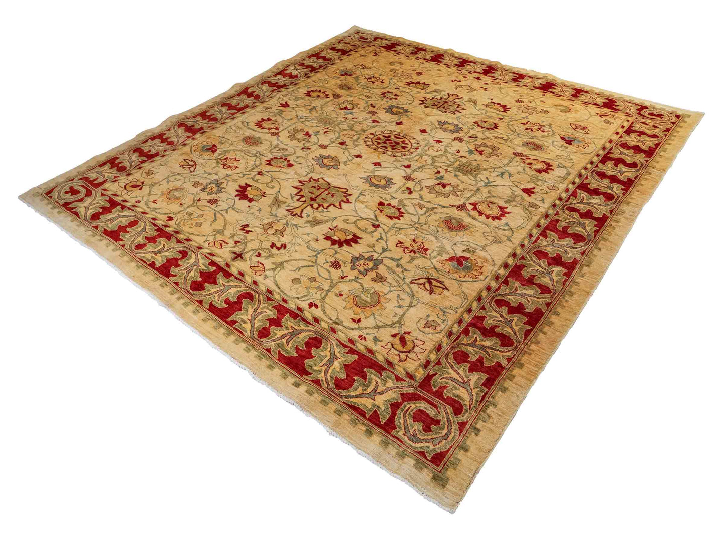 Handgeknüpfter, afghanischer Ziegler Farahan Orientteppich aus Wolle von Khademi. Größe: 257 x 244 cm. Farbe: Beige, rot. Verkauf durch JUPITER Intl.