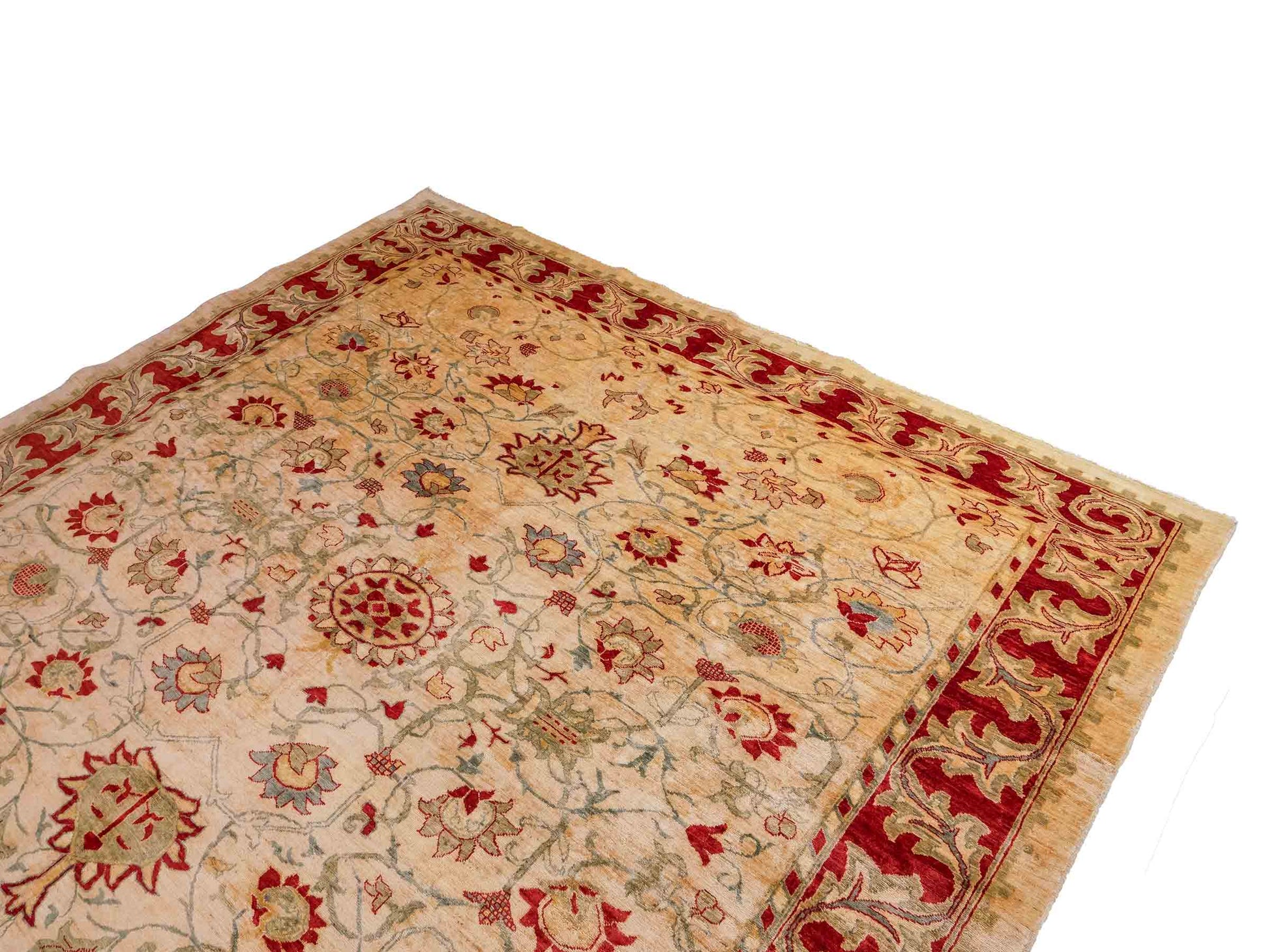 Handgeknüpfter, afghanischer Ziegler Farahan Orientteppich aus Wolle von Khademi. Größe: 257 x 244 cm. Farbe: Beige, rot. Verkauf durch JUPITER Intl.