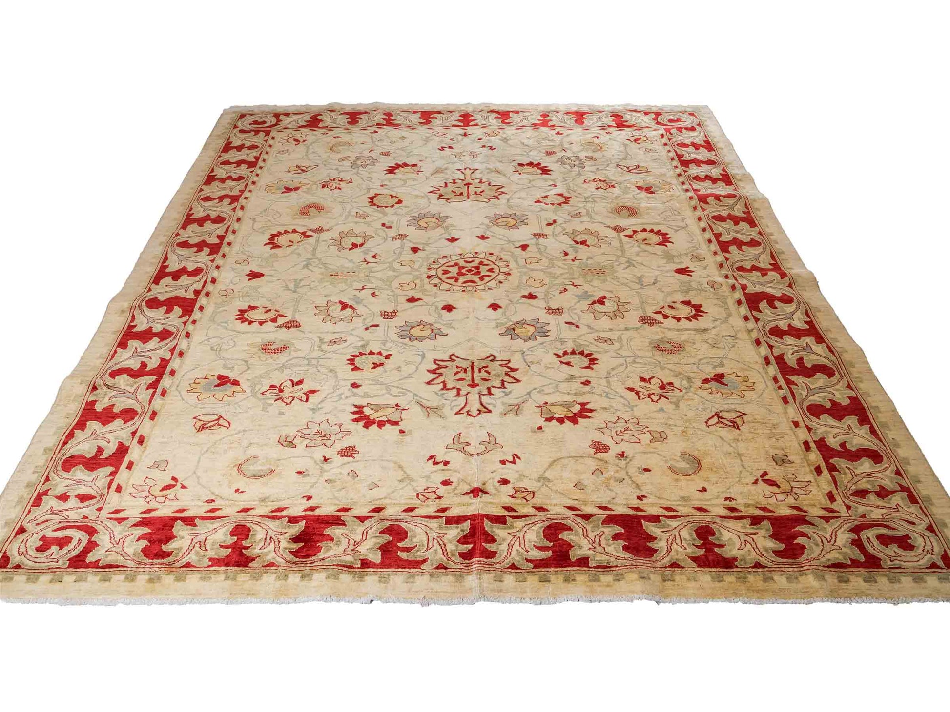 Handgeknüpfter, afghanischer Ziegler Farahan Orientteppich aus Wolle von Khademi. Größe: 257 x 244 cm. Farbe: Beige, rot. Verkauf durch JUPITER Intl.