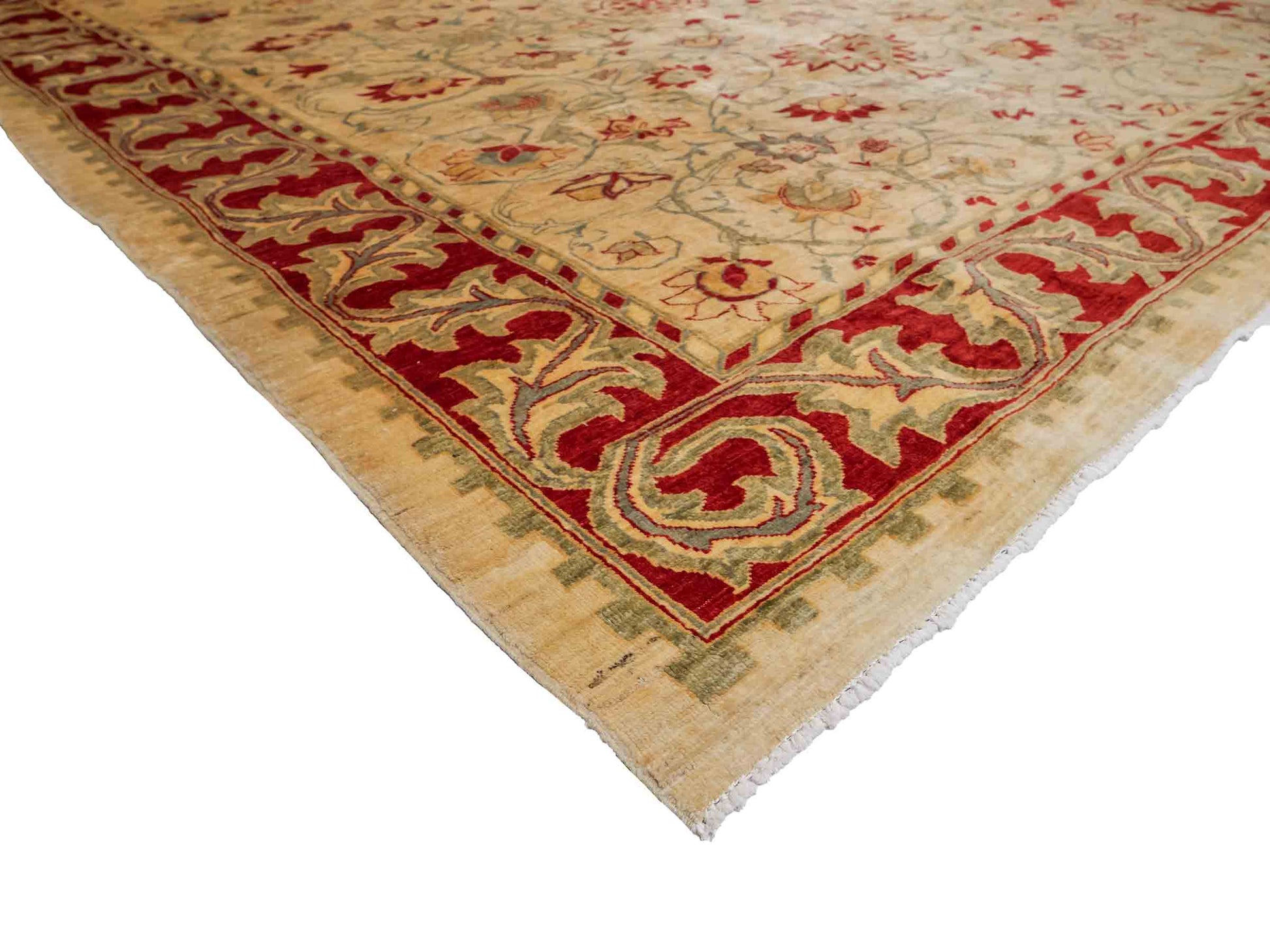 Handgeknüpfter, afghanischer Ziegler Farahan Orientteppich aus Wolle von Khademi. Größe: 257 x 244 cm. Farbe: Beige, rot. Verkauf durch JUPITER Intl.
