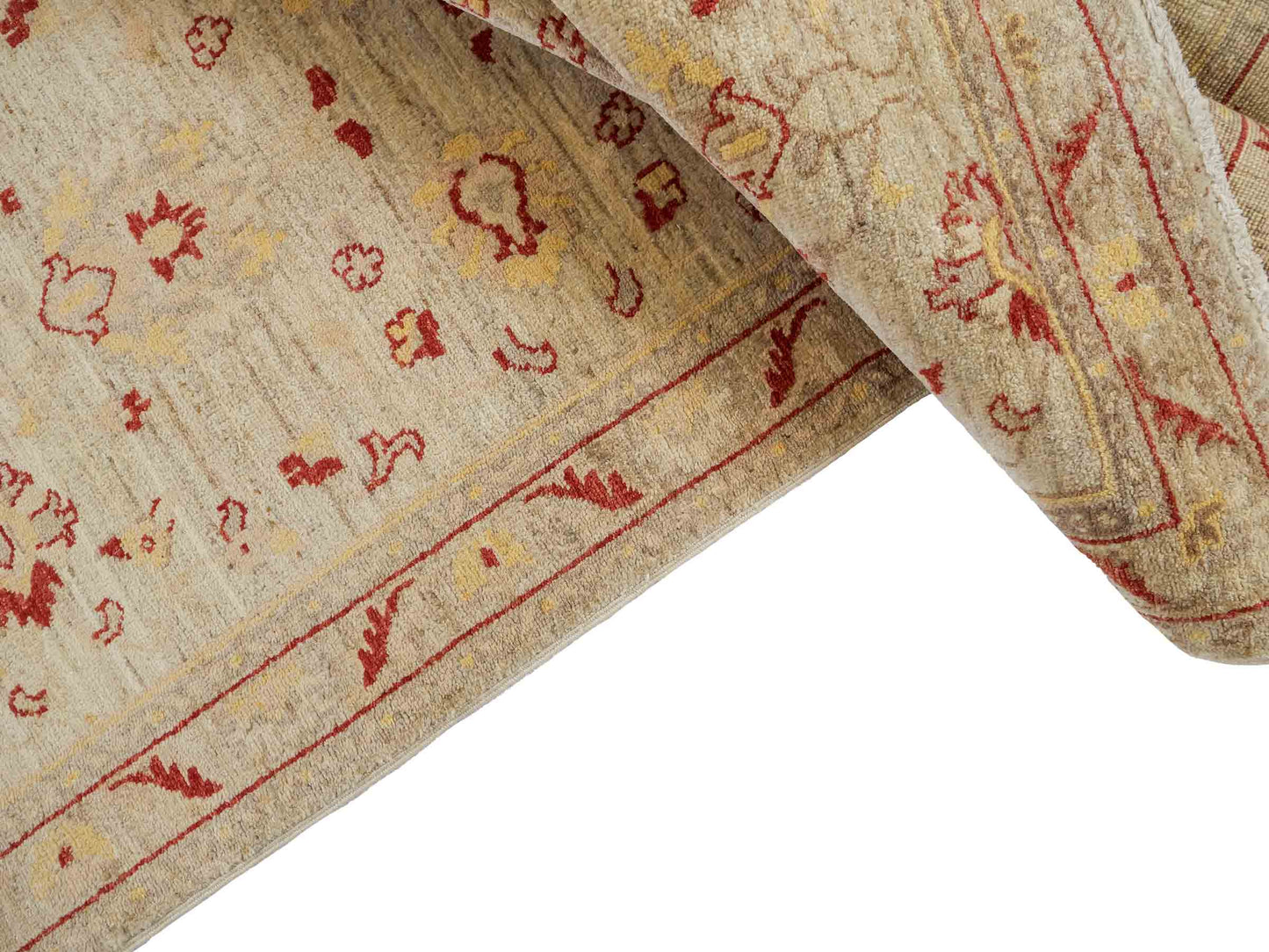 Feiner, handgeknüpfter afghanischer Ziegler-Teppich aus Wolle von Khademi. Farben: Cremeweiß, gold. Größe: 297 x 80 cm. Vertrieb durch JUPITER Intl.