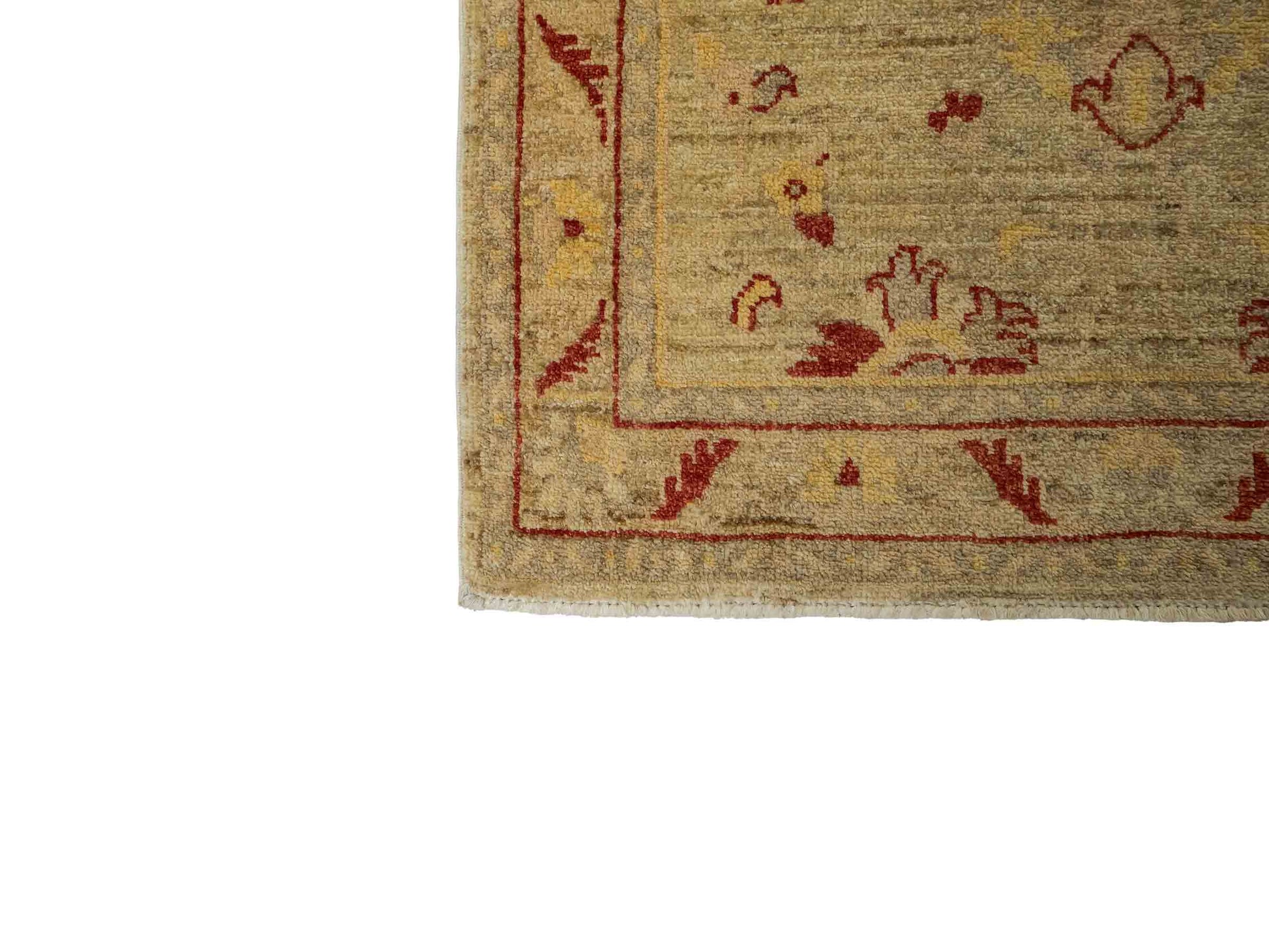 Feiner, handgeknüpfter afghanischer Ziegler-Teppich aus Wolle von Khademi. Farben: Cremeweiß, gold. Größe: 297 x 80 cm. Vertrieb durch JUPITER Intl.