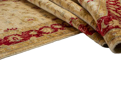 Handgeknüpfter, afghanischer Ziegler Farahan Orientteppich aus Wolle von Khademi. Größe: 588 x 104 cm, Läufer. Farbe: Beige, rot, gold. Verkauf durch JUPITER Intl.