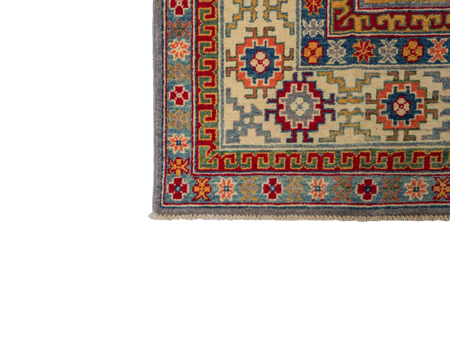 Feiner, handgeknüpfter Ziegler Kazak Chobi Orientteppich aus reiner Wolle mit geometrischem Medaillon-Muster von Khademi. Größe: 271 x 181 cm. Farbe: Grau. RB3-B508. Ursprung: Afghanistan. Verkauf durch JUPITER Intl.