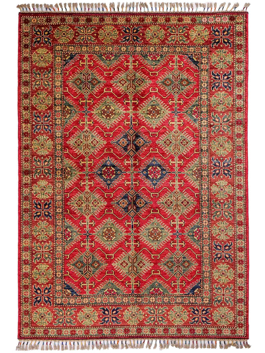 Handgeknüpfter, afghanischer Ziegler Orientteppich aus Wolle von Khademi. Größe: 204 x 154 cm. Farbe: Rot. Verkauf durch JUPITER Intl.