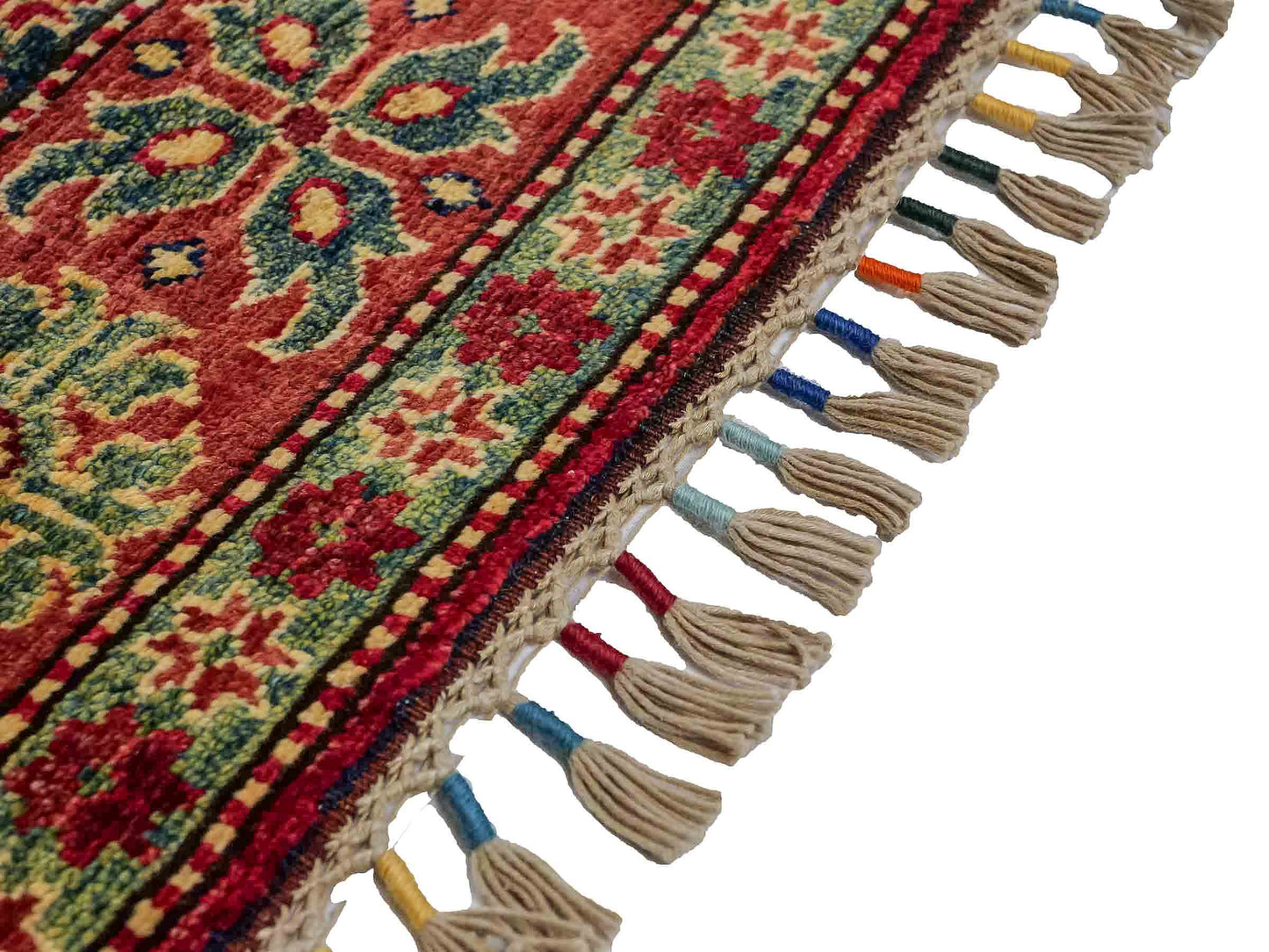 Handgeknüpfter, afghanischer Ziegler Orientteppich aus Wolle von Khademi. Größe: 204 x 154 cm. Farbe: Rot. Verkauf durch JUPITER Intl.